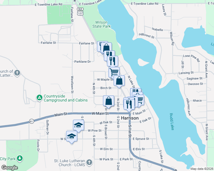 map of restaurants, bars, coffee shops, grocery stores, and more near 169 Birch Street in Harrison