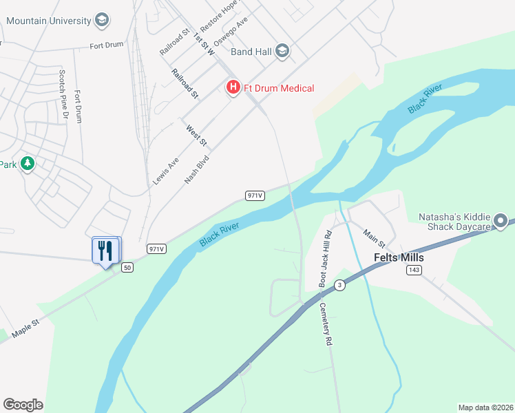 map of restaurants, bars, coffee shops, grocery stores, and more near 30200 Nys Route 971v in Black River