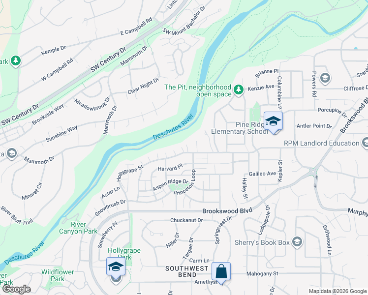 map of restaurants, bars, coffee shops, grocery stores, and more near 19692 Hollygrape Street in Bend