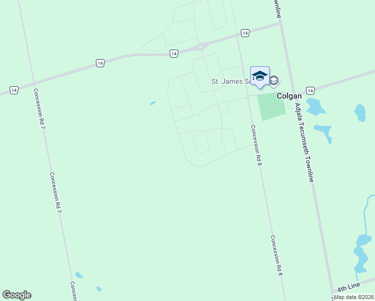 map of restaurants, bars, coffee shops, grocery stores, and more near 48 Marigold Boulevard in Simcoe County