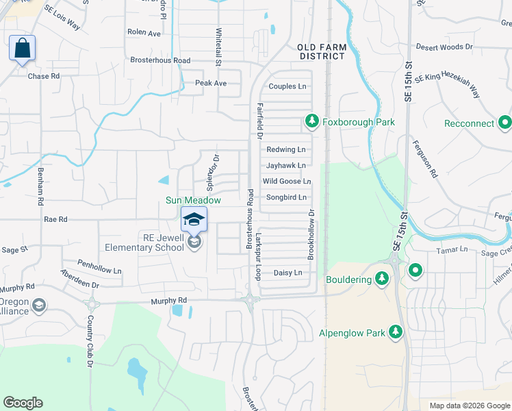 map of restaurants, bars, coffee shops, grocery stores, and more near 20605 Songbird Lane in Bend