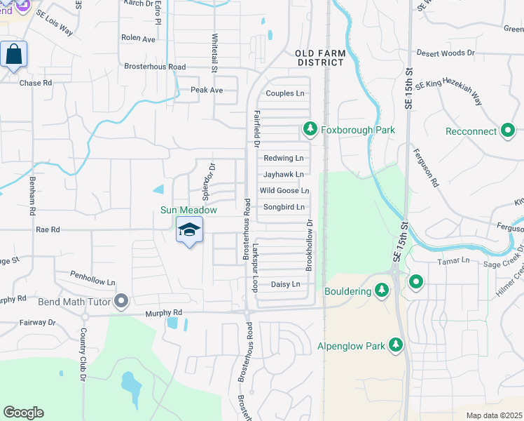 map of restaurants, bars, coffee shops, grocery stores, and more near 20605 Songbird Lane in Bend