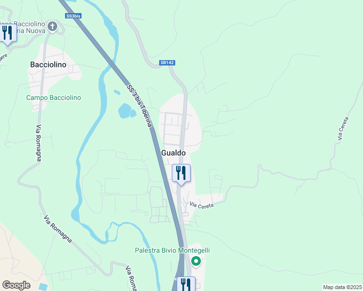 map of restaurants, bars, coffee shops, grocery stores, and more near 17 Via Enrico Fermi in Gualdo