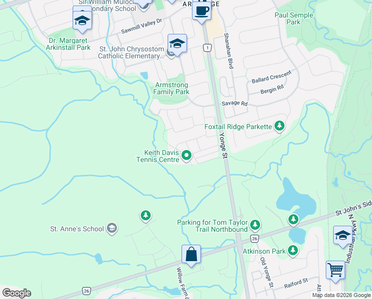 map of restaurants, bars, coffee shops, grocery stores, and more near 334 Laplante Street in Newmarket