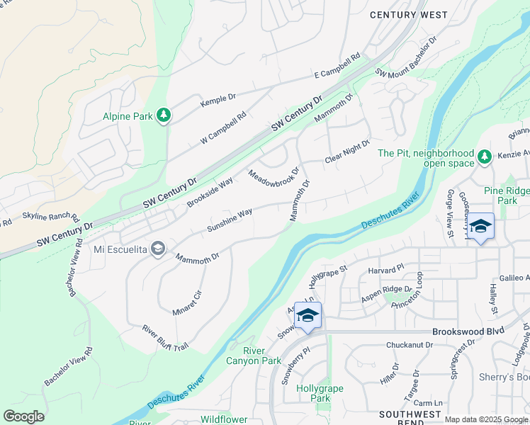 map of restaurants, bars, coffee shops, grocery stores, and more near 19579 Sunshine Way in Bend