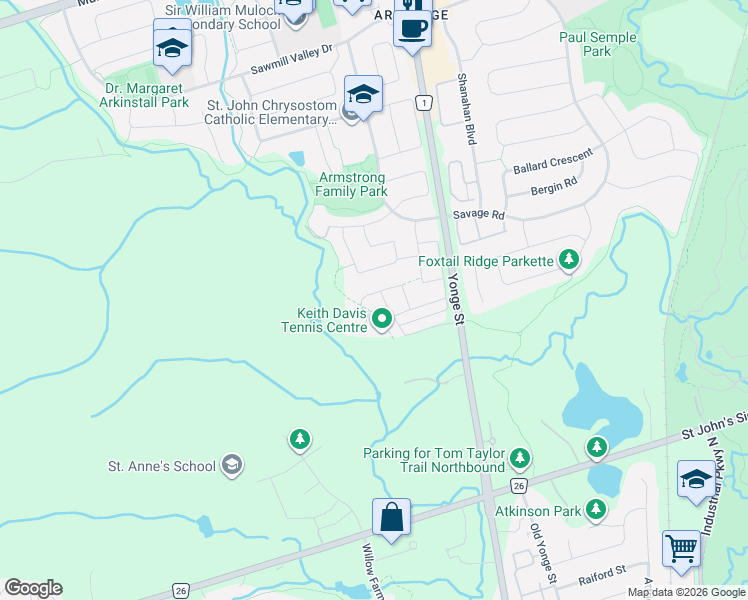 map of restaurants, bars, coffee shops, grocery stores, and more near 556 New England Court in Newmarket