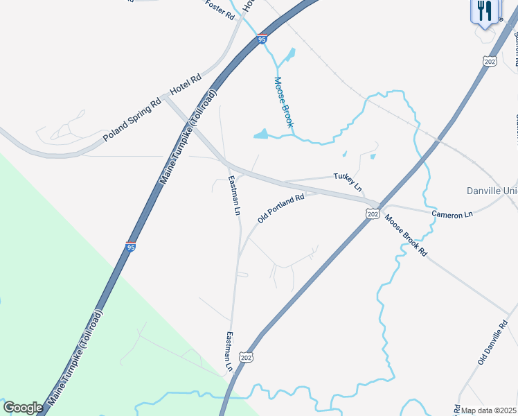 map of restaurants, bars, coffee shops, grocery stores, and more near 36 Old Portland Road in Auburn