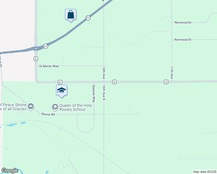 map of restaurants, bars, coffee shops, grocery stores, and more near N10468 16th Avenue South in Necedah