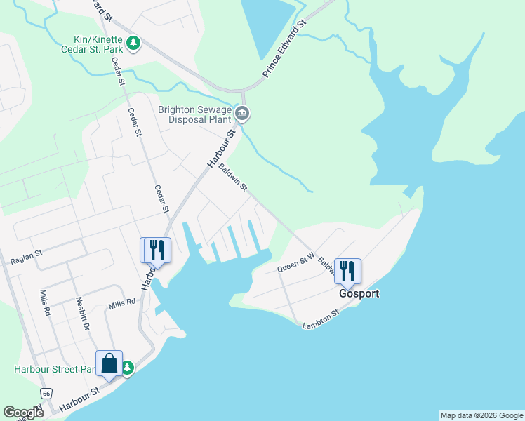 map of restaurants, bars, coffee shops, grocery stores, and more near 26 Baldwin Street in Brighton