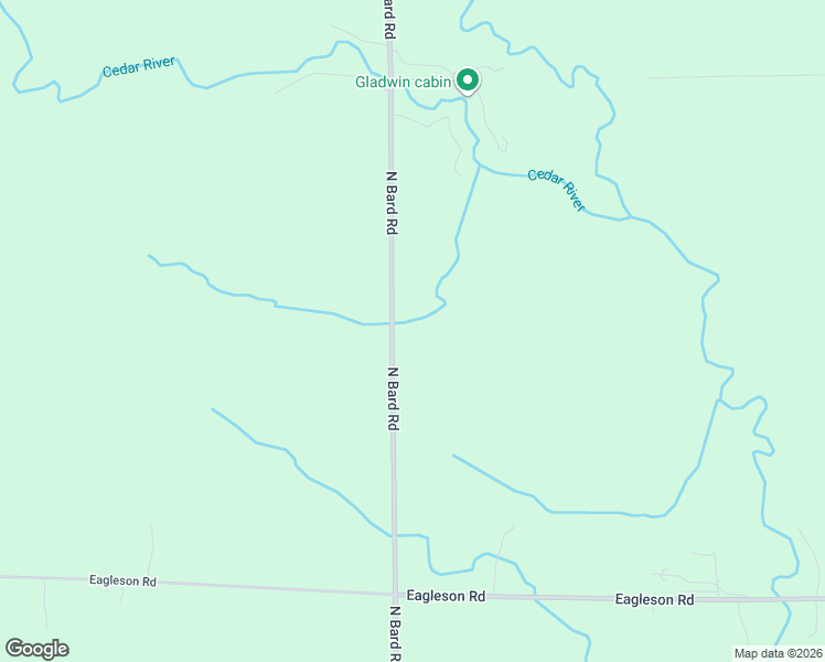 map of restaurants, bars, coffee shops, grocery stores, and more near 1660 North Bard Road in Gladwin