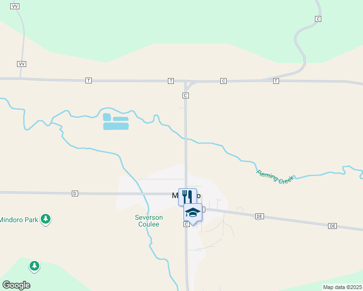 map of restaurants, bars, coffee shops, grocery stores, and more near n8381 County C in Mindoro