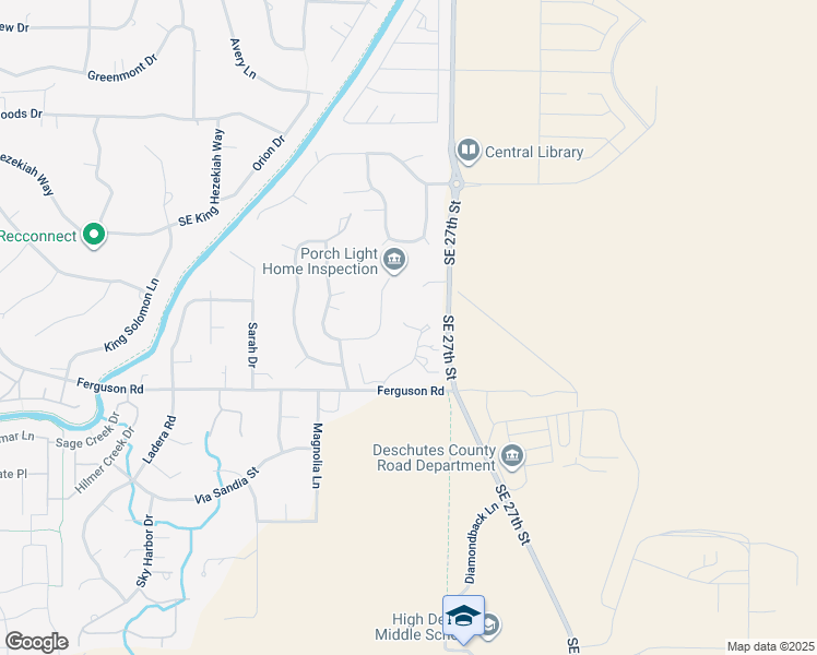 map of restaurants, bars, coffee shops, grocery stores, and more near 21153 Charity Lane in Bend