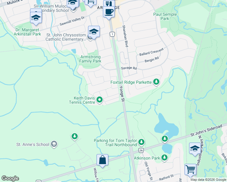 map of restaurants, bars, coffee shops, grocery stores, and more near 948 Isaac Phillips Way in Newmarket