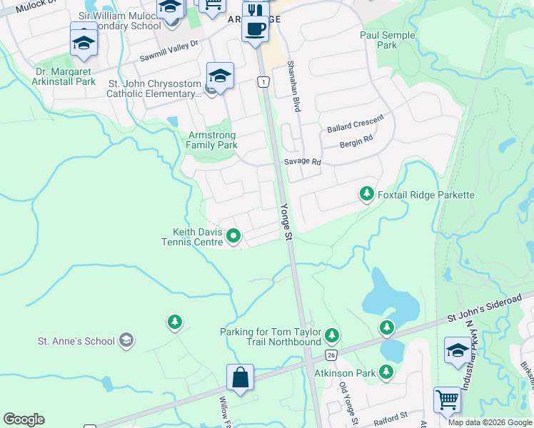 map of restaurants, bars, coffee shops, grocery stores, and more near in Newmarket