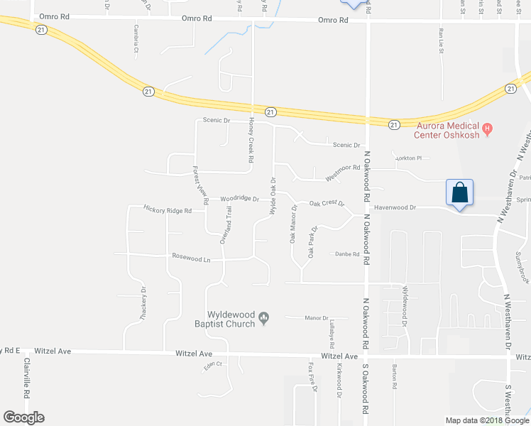 map of restaurants, bars, coffee shops, grocery stores, and more near 929 Wylde Oak Drive in Oshkosh
