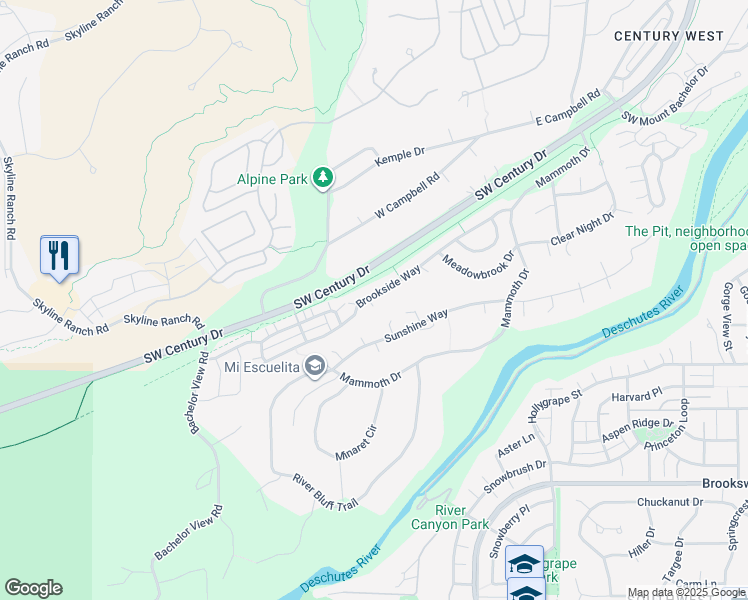 map of restaurants, bars, coffee shops, grocery stores, and more near 61194 Southwest Sleepy Court in Bend