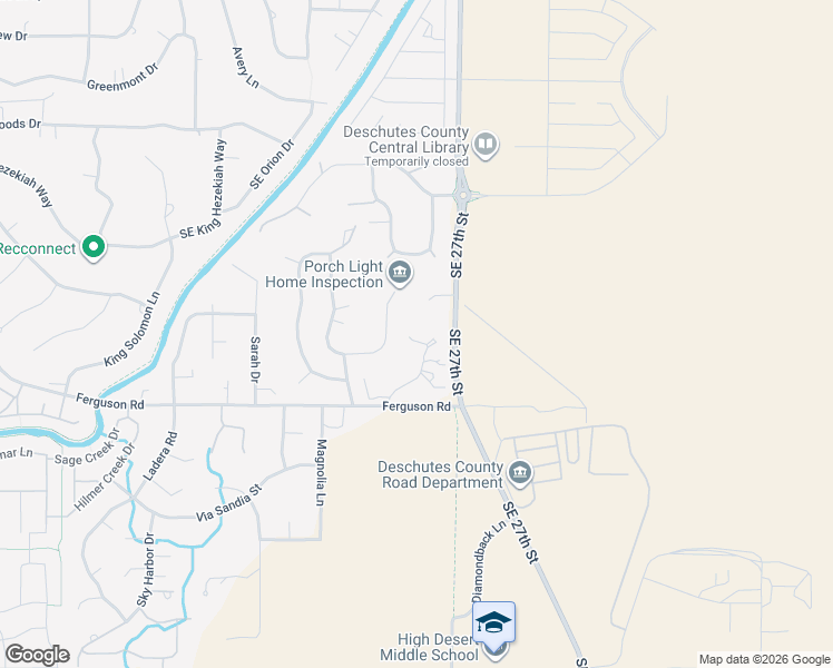 map of restaurants, bars, coffee shops, grocery stores, and more near 61082 Ferguson Court in Bend