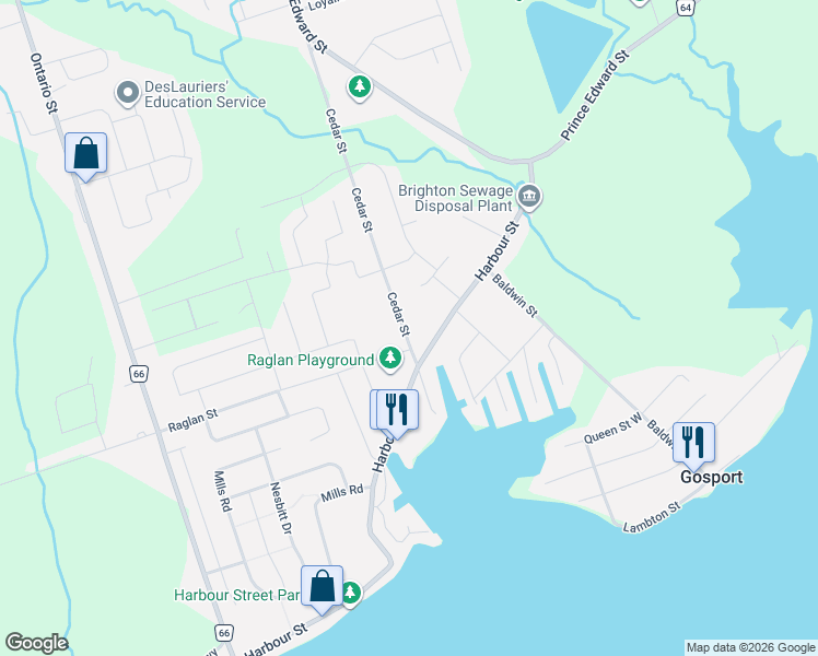 map of restaurants, bars, coffee shops, grocery stores, and more near 129 Cedar Street in Brighton