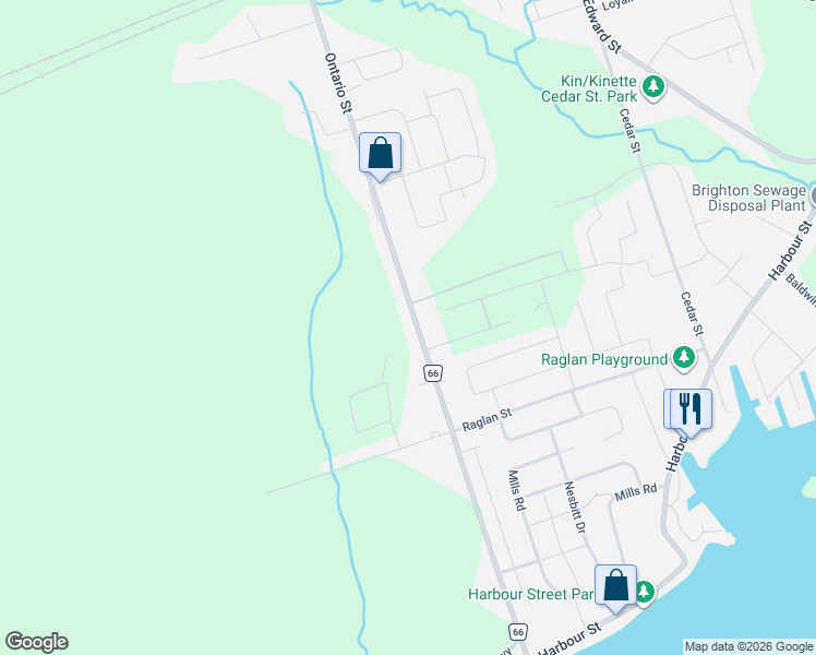 map of restaurants, bars, coffee shops, grocery stores, and more near 160 Ontario Street in Brighton