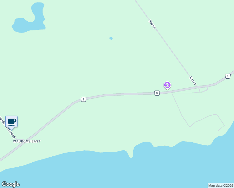 map of restaurants, bars, coffee shops, grocery stores, and more near 3292 County Road 8 in Prince Edward