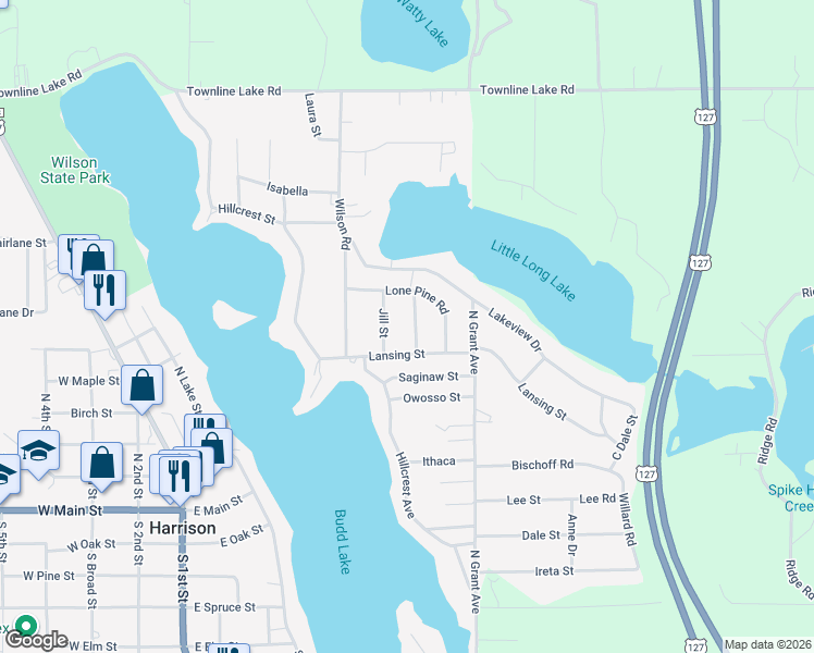 map of restaurants, bars, coffee shops, grocery stores, and more near 604 Green Street in Harrison