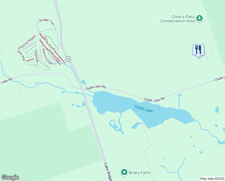 map of restaurants, bars, coffee shops, grocery stores, and more near 44 Chalk Lake Road in Scugog