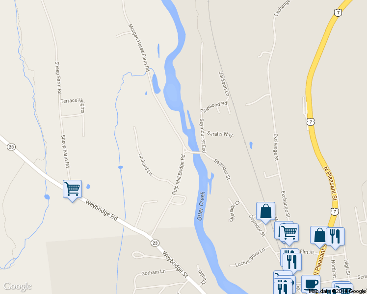 map of restaurants, bars, coffee shops, grocery stores, and more near 27 Morgan Horse Farm Road in Weybridge