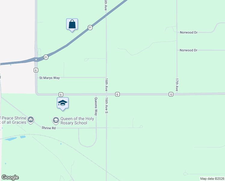 map of restaurants, bars, coffee shops, grocery stores, and more near N10529 16th Avenue South in Necedah