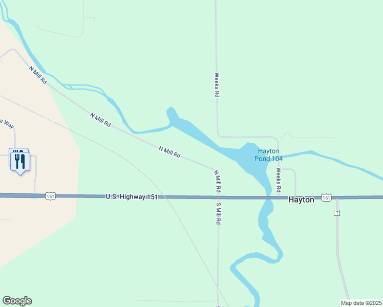 map of restaurants, bars, coffee shops, grocery stores, and more near N3742 North Mill Road in Chilton