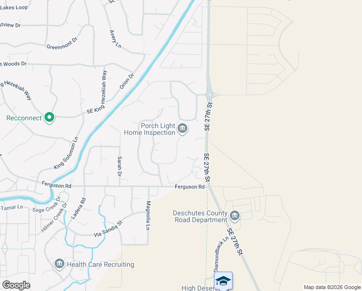 map of restaurants, bars, coffee shops, grocery stores, and more near 21153 Charity Lane in Bend