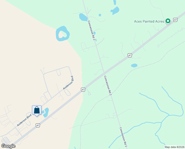 map of restaurants, bars, coffee shops, grocery stores, and more near Durham Regional Highway 47 in Uxbridge