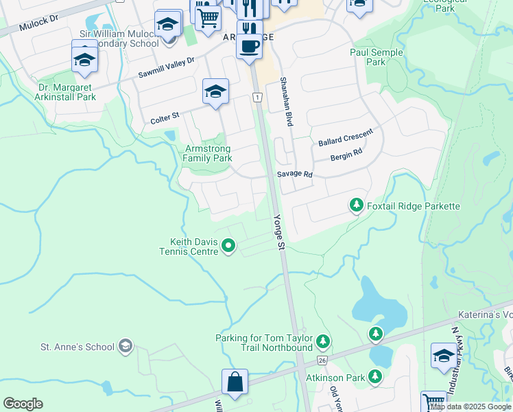 map of restaurants, bars, coffee shops, grocery stores, and more near in Newmarket