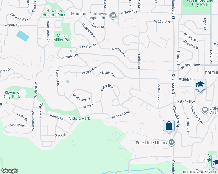map of restaurants, bars, coffee shops, grocery stores, and more near 2272 Lasater Boulevard in Eugene