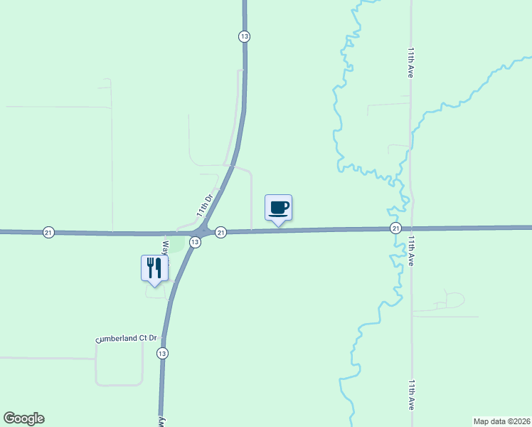 map of restaurants, bars, coffee shops, grocery stores, and more near 1150 Wisconsin 21 in Friendship