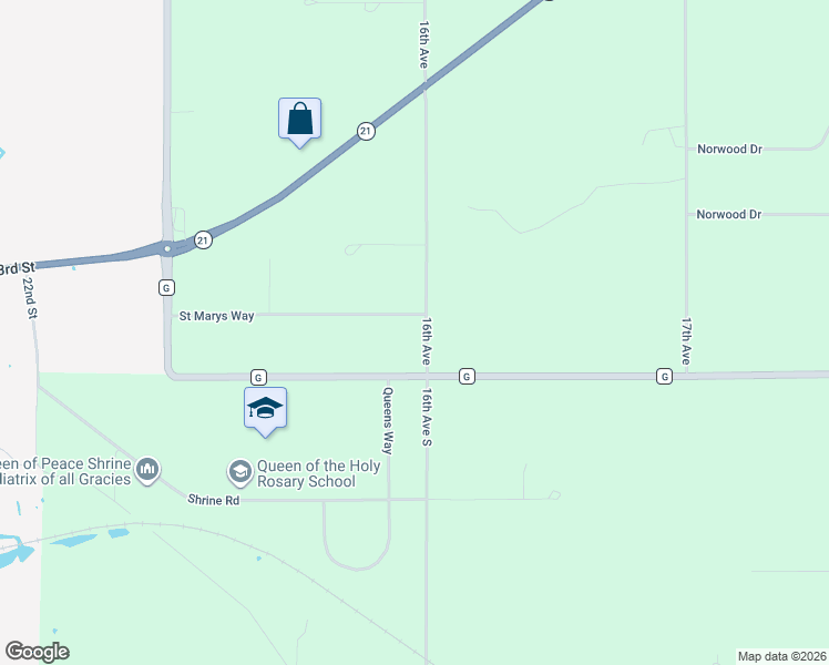 map of restaurants, bars, coffee shops, grocery stores, and more near N10529 16th Avenue South in Necedah