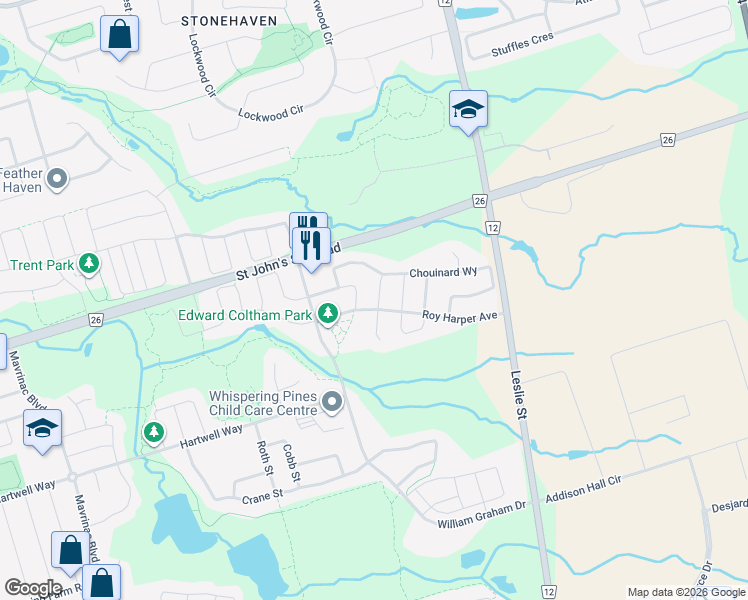 map of restaurants, bars, coffee shops, grocery stores, and more near 10 Folliot Street in Aurora