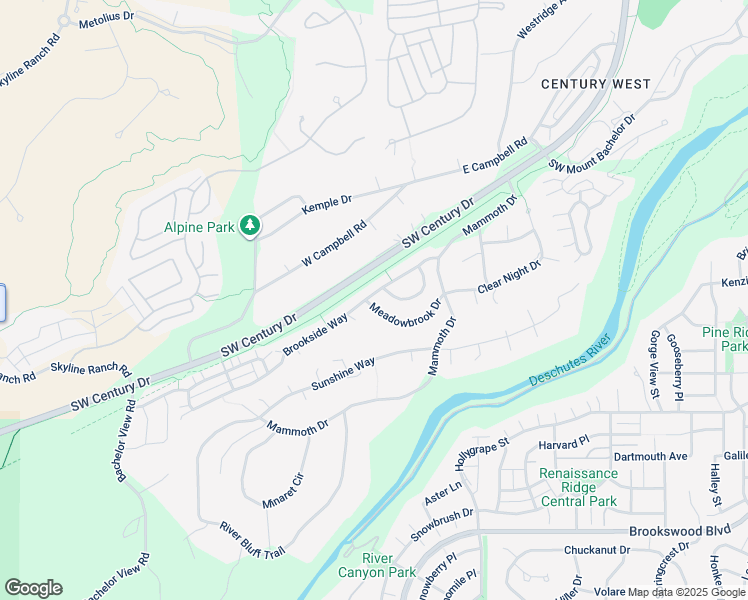 map of restaurants, bars, coffee shops, grocery stores, and more near 19504 Meadowbrook Drive in Bend