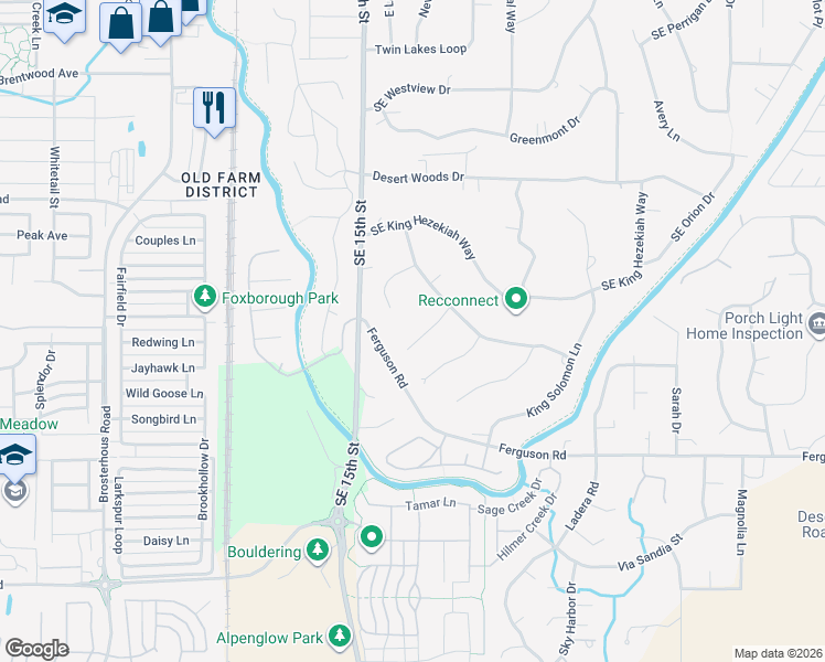 map of restaurants, bars, coffee shops, grocery stores, and more near 61291 King Saul Avenue in Bend