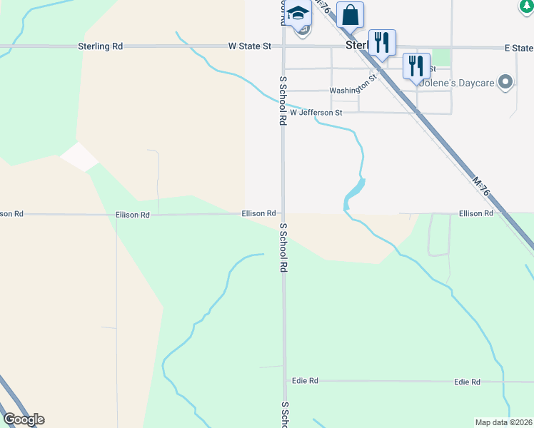 map of restaurants, bars, coffee shops, grocery stores, and more near 5500-5558 Ellison Road in Sterling