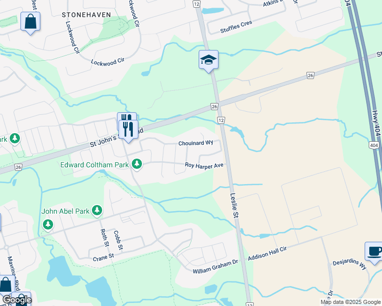 map of restaurants, bars, coffee shops, grocery stores, and more near 53 Hancock Street in Aurora