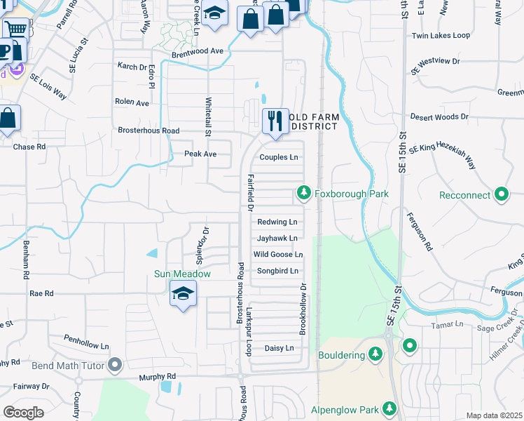 map of restaurants, bars, coffee shops, grocery stores, and more near 20617 Foxborough Lane in Bend