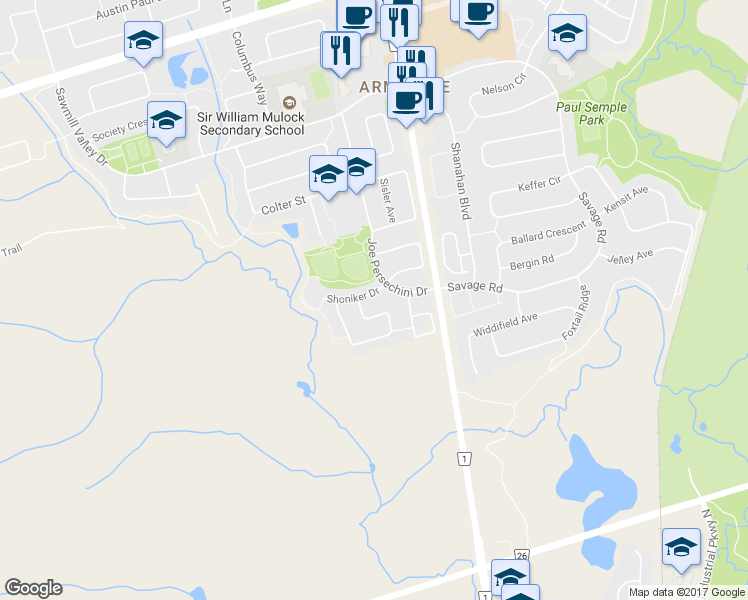 map of restaurants, bars, coffee shops, grocery stores, and more near 904 Joe Persechini Drive in Newmarket