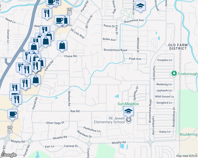 map of restaurants, bars, coffee shops, grocery stores, and more near 20433 Ahha Lane in Bend