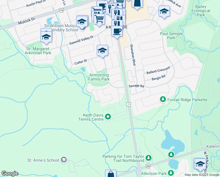 map of restaurants, bars, coffee shops, grocery stores, and more near 64 Shoniker Drive in Newmarket