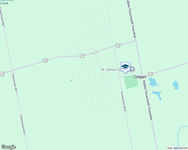 map of restaurants, bars, coffee shops, grocery stores, and more near 32 Bellflower Crescent in Adjala-Tosorontio