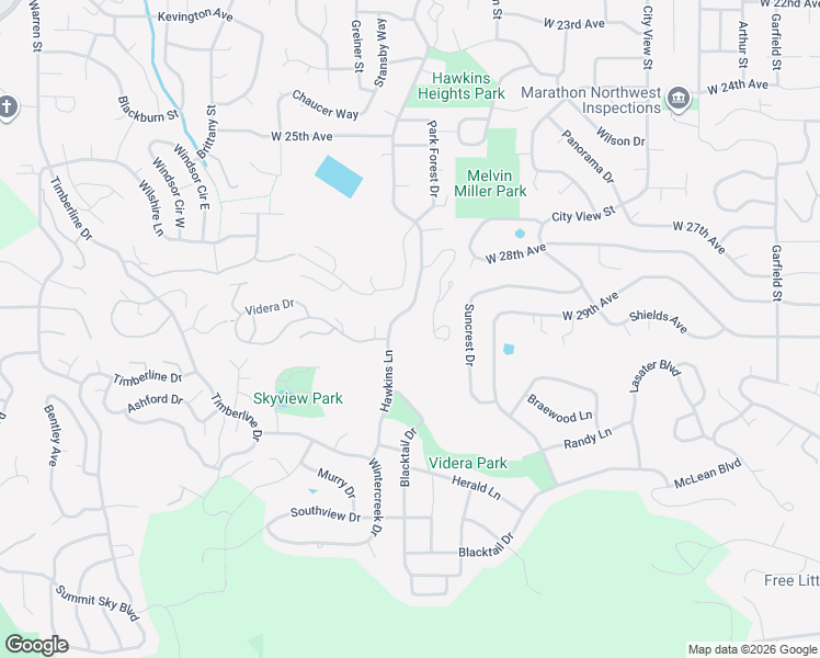 map of restaurants, bars, coffee shops, grocery stores, and more near 2870 Hawkins Lane in Eugene