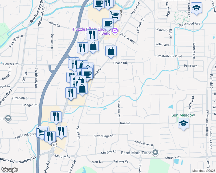 map of restaurants, bars, coffee shops, grocery stores, and more near 61303 Ring Bearer Court in Bend