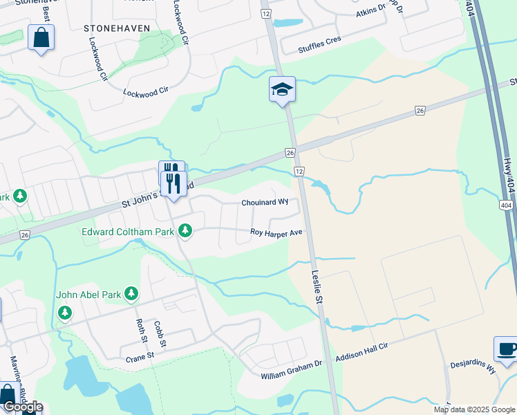 map of restaurants, bars, coffee shops, grocery stores, and more near 53 Hancock Street in Aurora