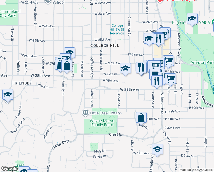 map of restaurants, bars, coffee shops, grocery stores, and more near 435 Lorane Highway in Eugene