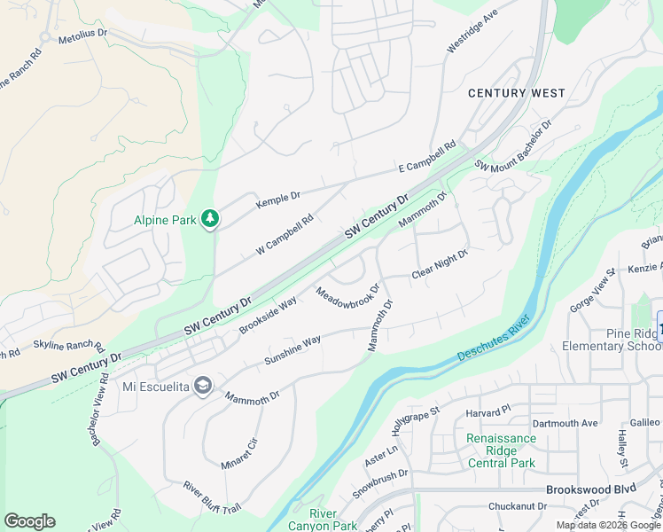 map of restaurants, bars, coffee shops, grocery stores, and more near 19526 Southwest Century Drive in Bend